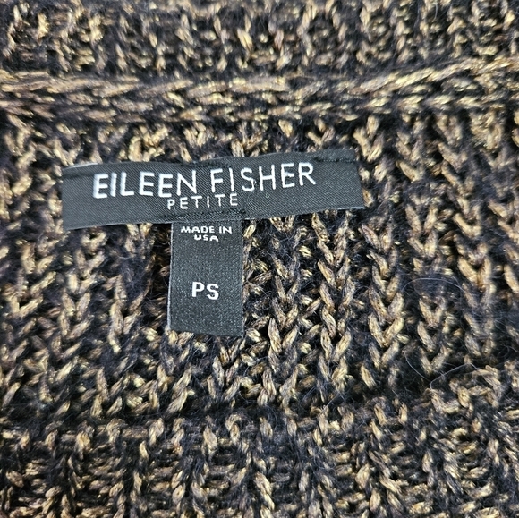 Eileen Fisher Black & Gold Knit Mohair Blend Sweater Size SP Women's Petite M15 - Picture 7 of 8